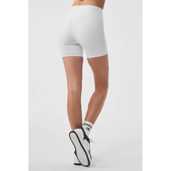 ALO Yoga 5" High-Waist Biker Short in White - Picture 5 of 6